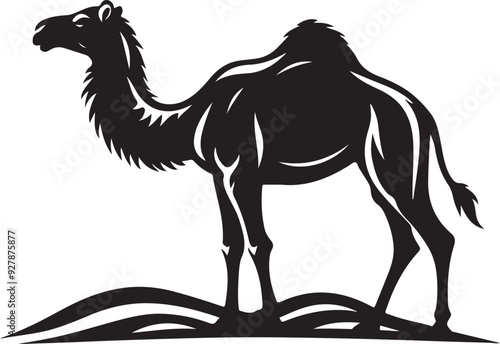 Camel vector silhouette, vector black color silhouette, isolated white background.