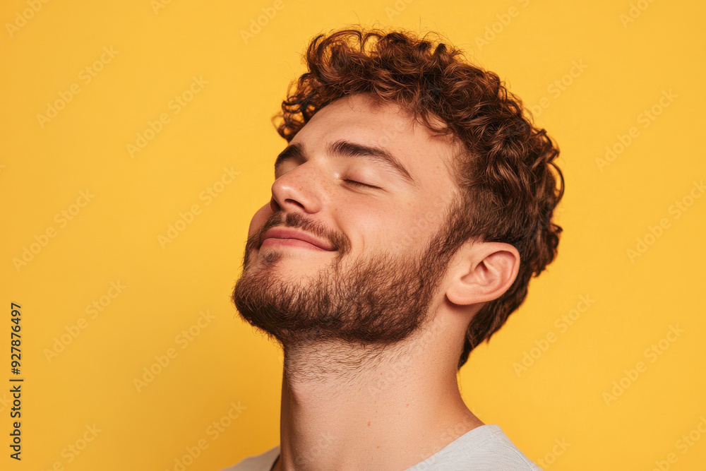 A close up of a man's face with his eyes closed A close up of a man's face with his eyes closed