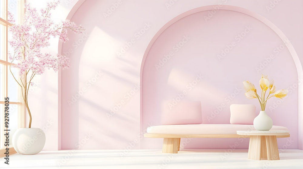 Modern Minimalist Living Room with Trendy Lilac Walls Modern Minimalist Living Room with Trendy Lilac Walls