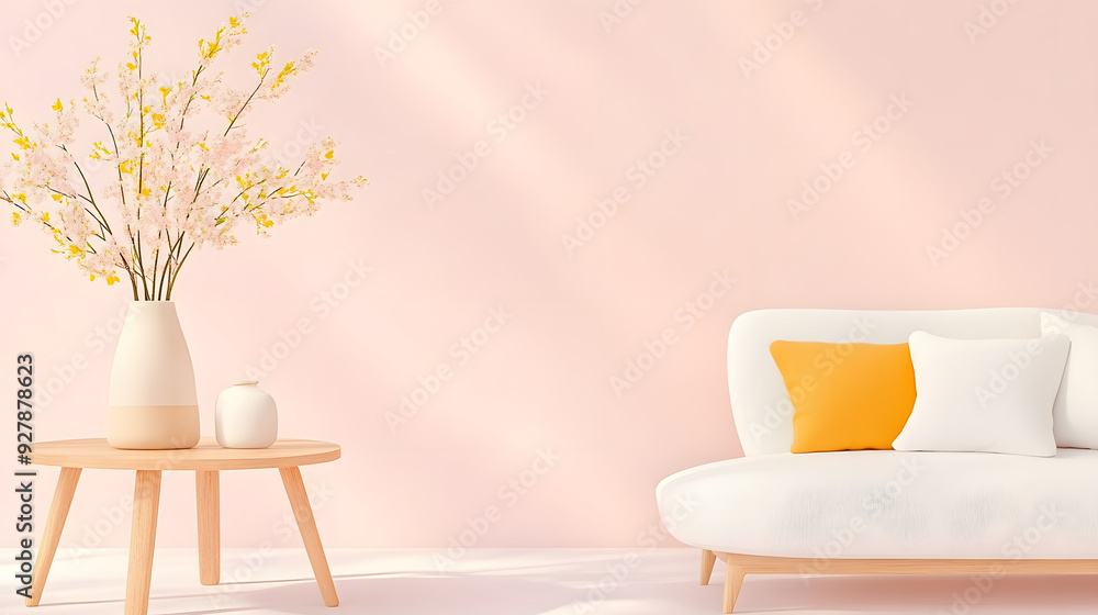 Modern Minimalist Living Room with Trendy Lilac Walls Modern Minimalist Living Room with Trendy Lilac Walls