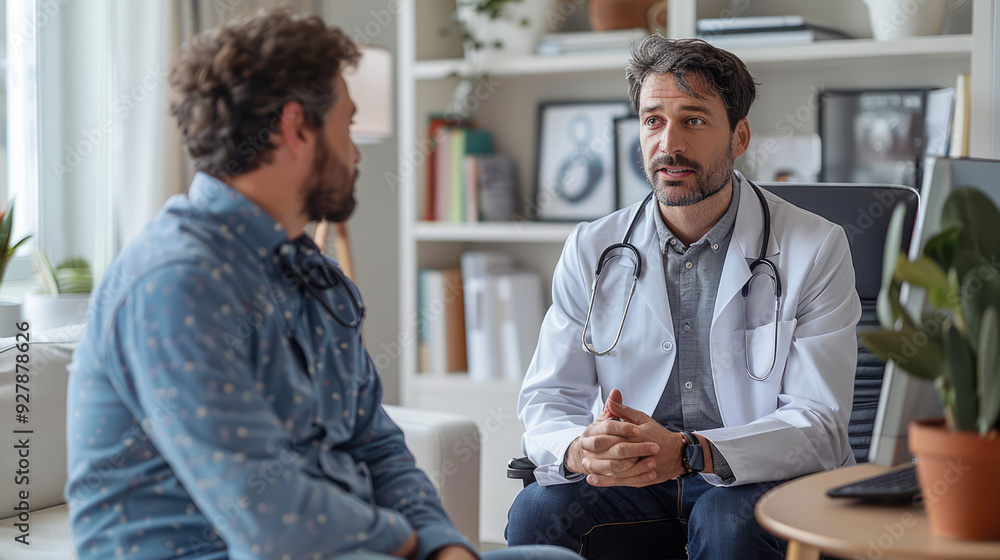 A doctor conducting a virtual consultation with a patient on a computer screen, highlighting the convenience of telemedicine A doctor conducting a virtual consultation with a patient on a computer screen, highlighting the convenience of telemedicine