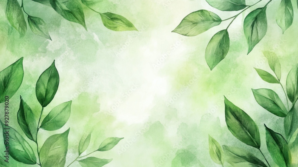 Watercolor Green Leaves Background Watercolor Green Leaves Background