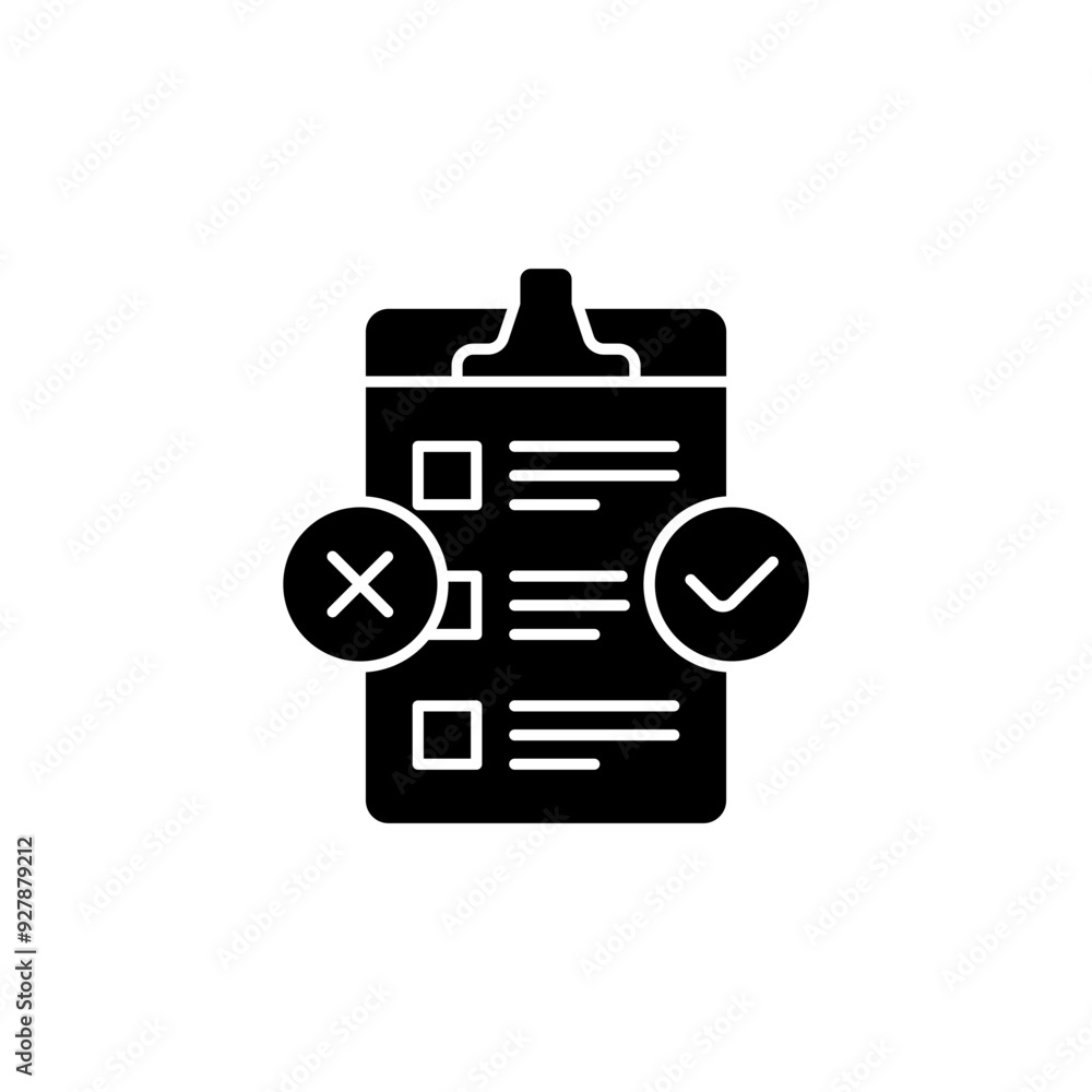 Checklist Clipboard Icon with Check Mark and Cross Mark for Task Completion, Survey Forms, Quality Control - Organizational Tools Line Art Illustration for Business Management, Digital Checklists Checklist Clipboard Icon with Check Mark and Cross Mark for Task Completion, Survey Forms, Quality Control - Organizational Tools Line Art Illustration for Business Management, Digital Checklists