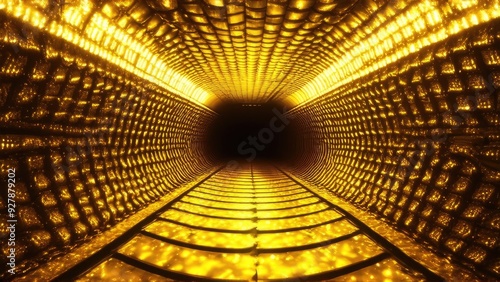 Golden tunnel. Golden abstract background.