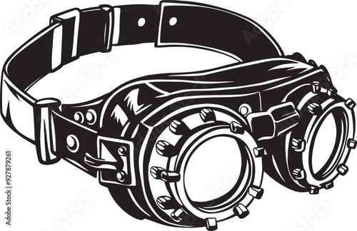 Steampunk Goggles Glasses Vector Stylized Illustration