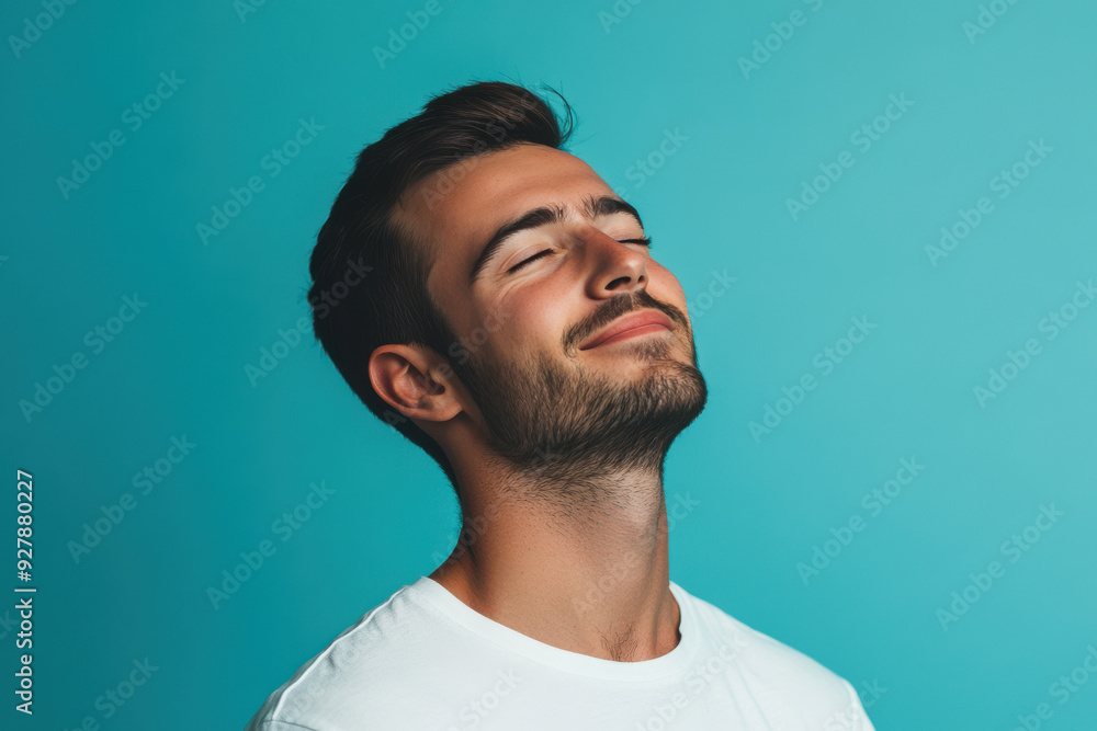 A close up of a man's face with his eyes closed A close up of a man's face with his eyes closed