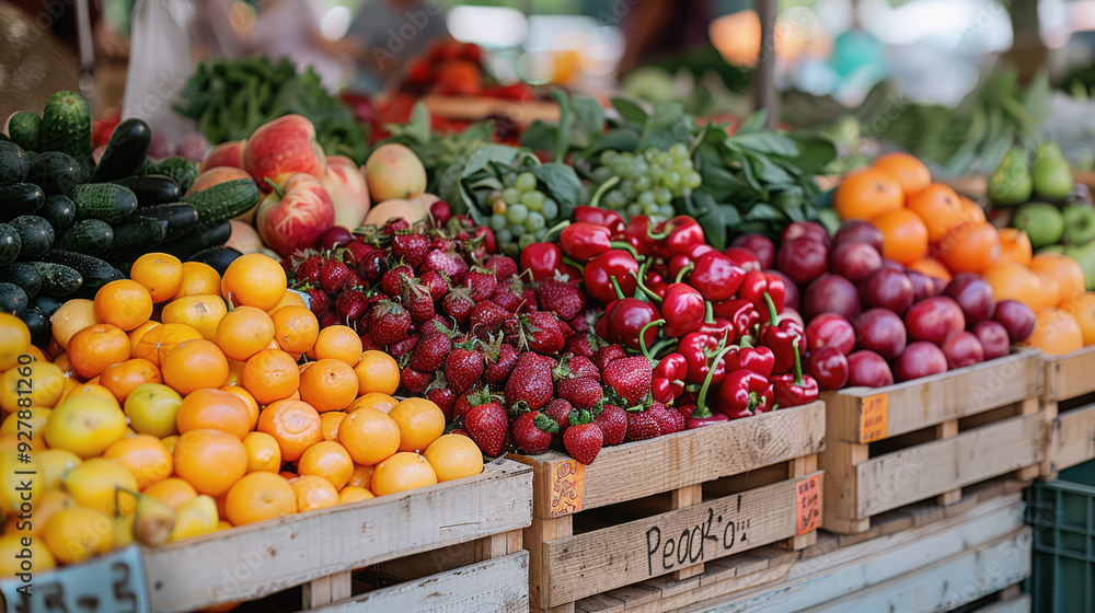 A farmer’s market stall overflowing with fresh, organic produce, promoting healthy eating choices A farmer’s market stall overflowing with fresh, organic produce, promoting healthy eating choices