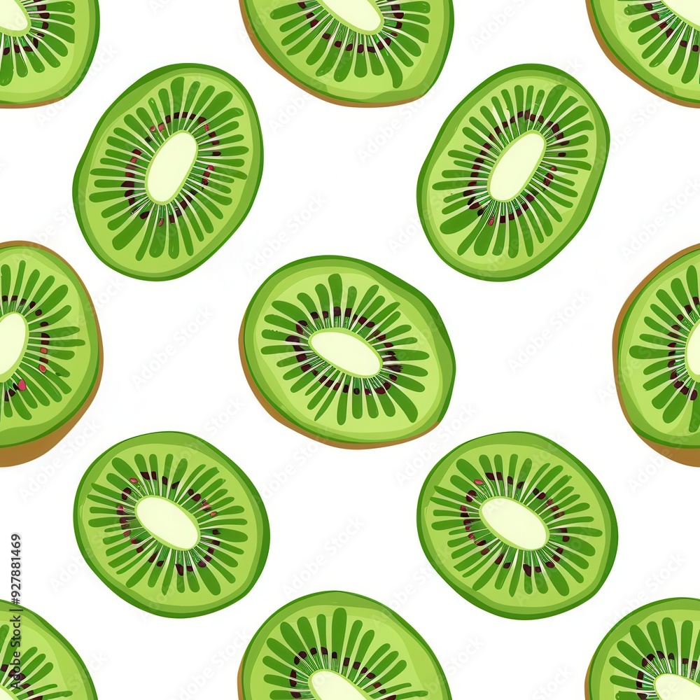 Seamless kiwi fruit cut slice pattern background Seamless kiwi fruit cut slice pattern background