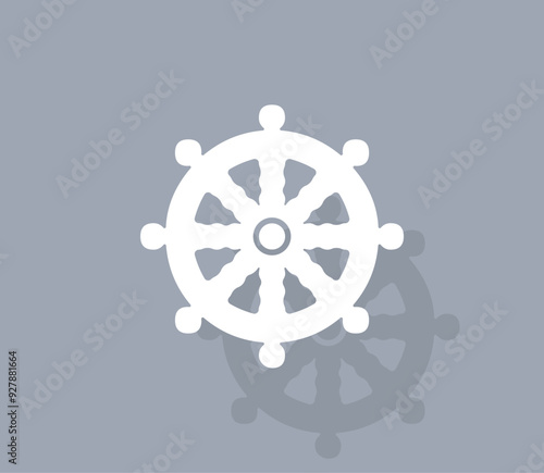 Vector icon of white color with shadow on gray background