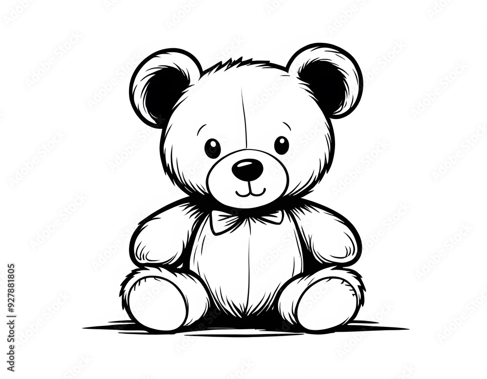 Fototapeta premium Drawing of a cute teddy bear to color.