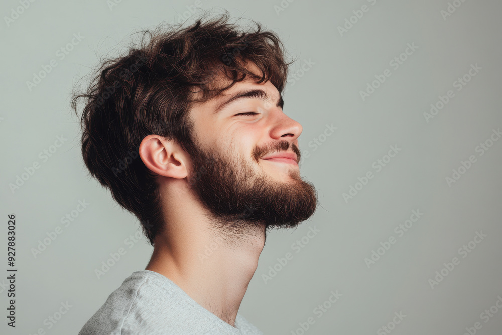 A close up of a man's face with his eyes closed A close up of a man's face with his eyes closed