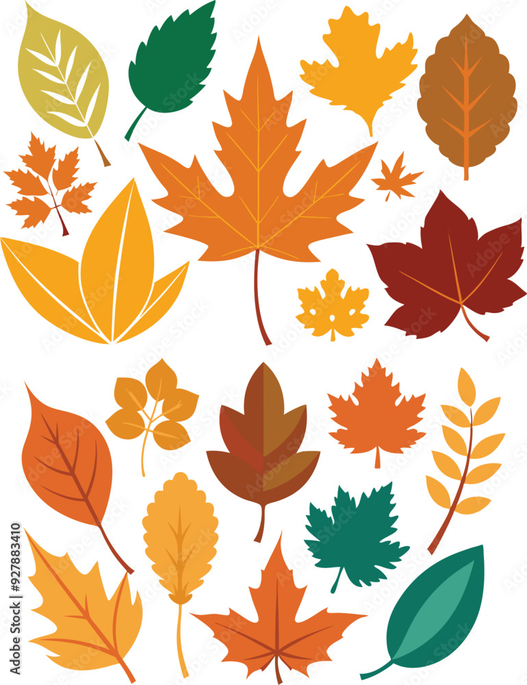 silhouette leaves set autumn on white background isolated, vector silhouette leaves set autumn on white background isolated, vector