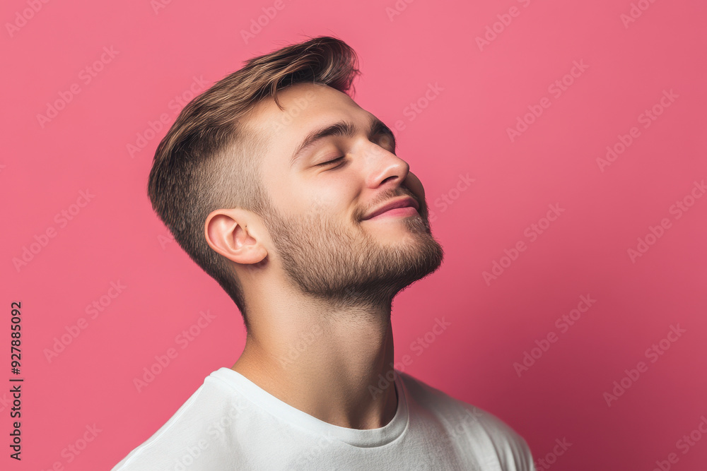 Fototapeta premium A close up of a man's face with his eyes closed
