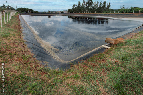 Discharge of leachate, captured by the disposal of organic waste in the Goiânia landfill. Goiás, Brazil, 2020 photo