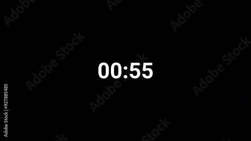 Circle countdown timer one minute animation from 60 to 0 countdown, Countdown video   
 photo