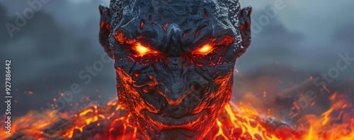 Lava giant with molten skin and fiery eyes, lava giant, elemental force