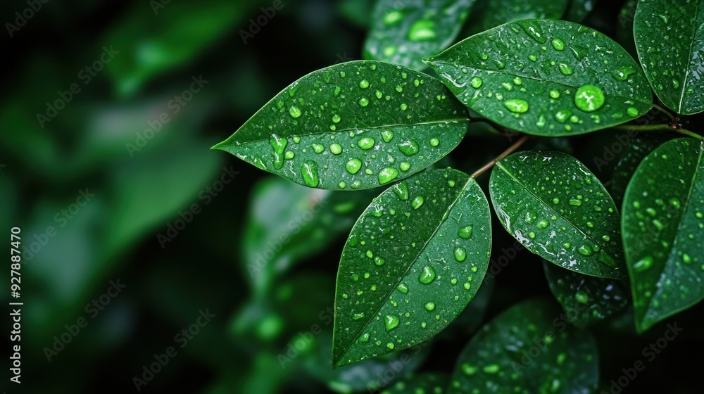 Dewy Green Leaves in Nature Dewy Green Leaves in Nature