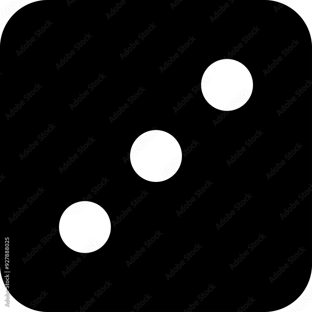 Black Dice Face Three Icon - High-Resolution Vector Graphic on Transparent Background, Classic Game Dice Design, Perfect for Casino, Board Games, and Gaming Interfaces Black Dice Face Three Icon - High-Resolution Vector Graphic on Transparent Background, Classic Game Dice Design, Perfect for Casino, Board Games, and Gaming Interfaces