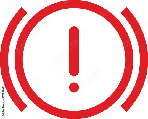 Brake Warning Light Dashboard Car Icon - High-Resolution Vehicle Safety Symbol, Flat Design Brake Indicator, Vector Graphic for Automotive Dashboards and Safety Systems