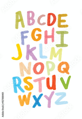 Watercolor colorful, brush vector handwritten alphabet