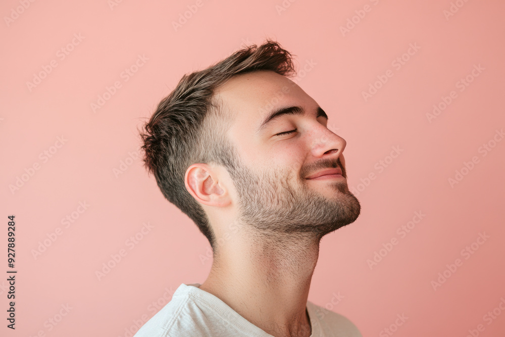 A close up of a man's face with his eyes closed A close up of a man's face with his eyes closed