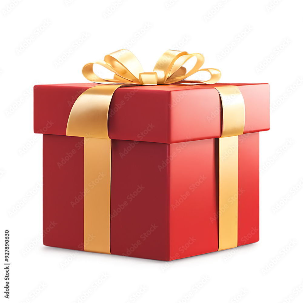 Red Christmas gift box, red and gold gift box isolated PNG Red Christmas gift box, red and gold gift box isolated PNG