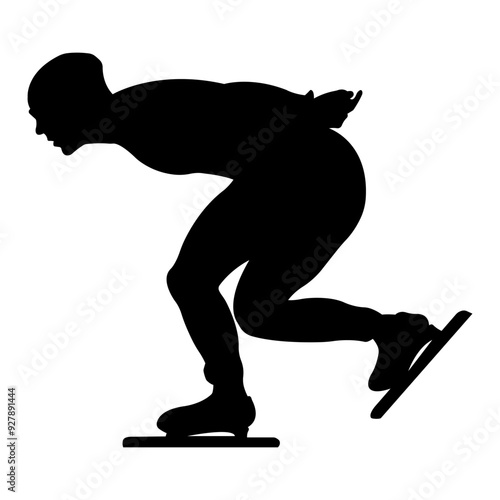 Skating sport.Silhouette of skater athlete.Winter sport.Vector illustration.