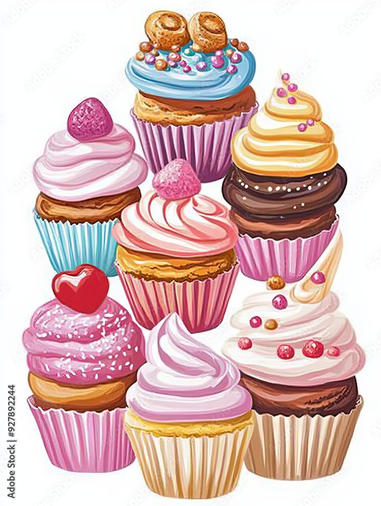 A Delightful Arrangement of Colorful Cupcakes A Delightful Arrangement of Colorful Cupcakes