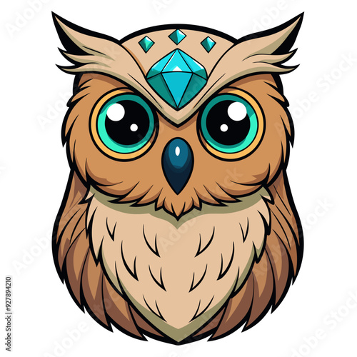 Realistic Sci-Fi Owl with Light Jade Forehead - Vivid Color on Black Background | Vector SVG | Cricut Cut Files | T-Shirt Graphics photo