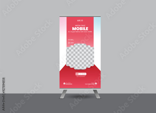 Mobile sale Promotional Rollup Banner or pullup flyer or rack card flyer template
