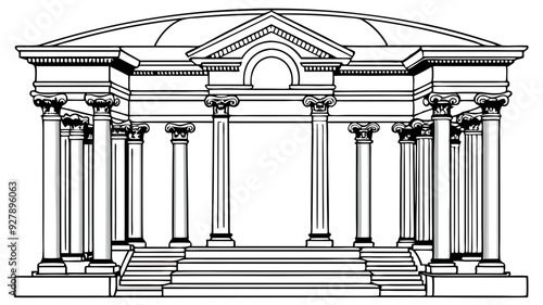 Architectural Masterpiece: Gazebo with Columns & Arches 2D Vector