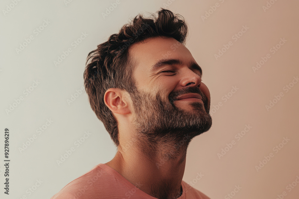 Obraz premium A close up of a man's face with his eyes closed