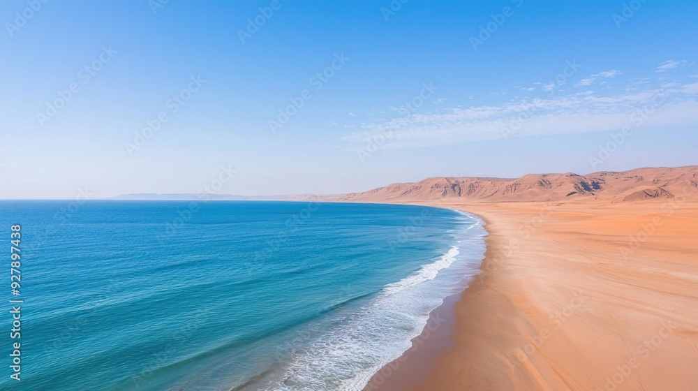 Aerial view of Namib Desert meeting Atlantic Ocean Aerial view of Namib Desert meeting Atlantic Ocean
