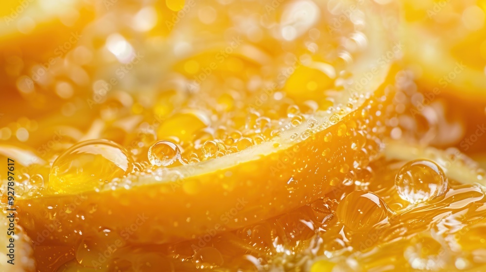 Fresh juicy orange fruit slice closeup macro view with texture Fresh juicy orange fruit slice closeup macro view with texture