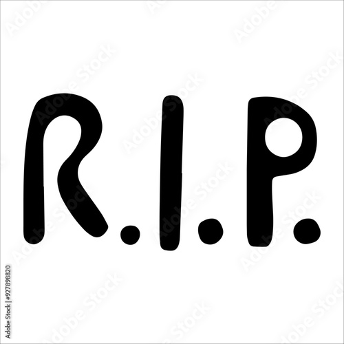 RIP Halloween inscription on the gravestone. Rest in peace in the cemetery. doodle hand drawing.