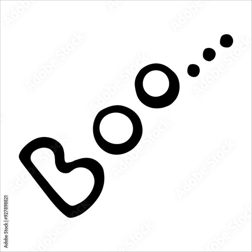 Boo inscription for Halloween. Doodle graphics, hand drawing..