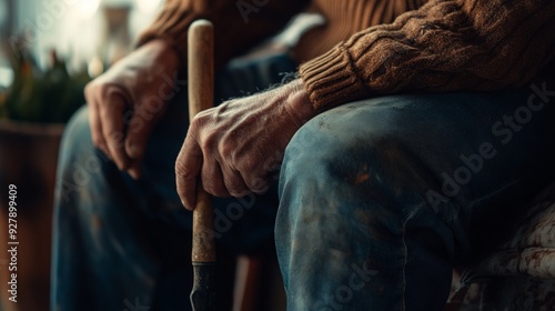 Close-Up Portrait of an Elderly Man's Hands