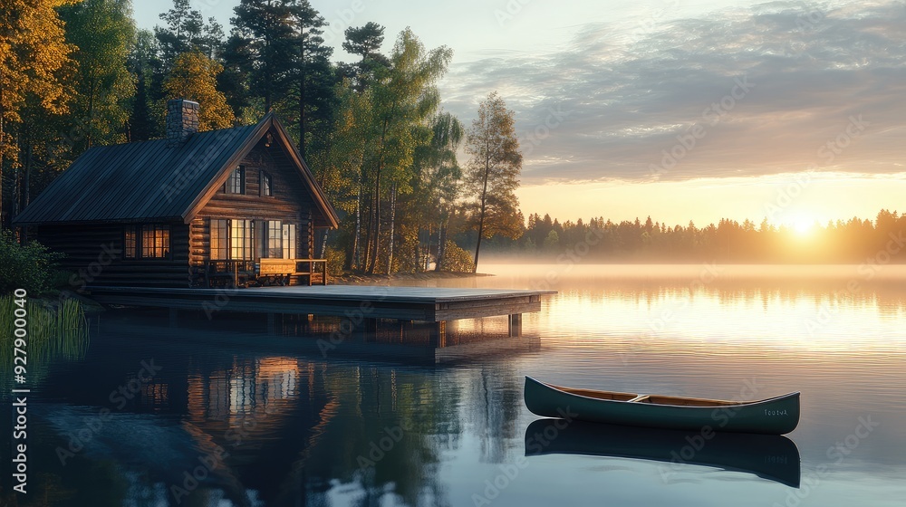 Fototapeta premium sunset on the lake