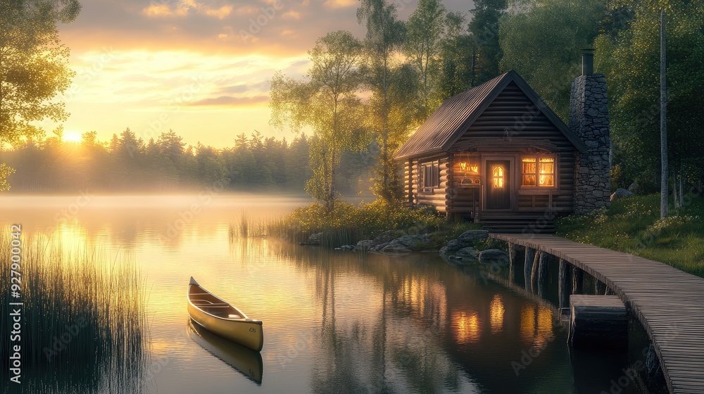 Fototapeta premium sunset on the lake