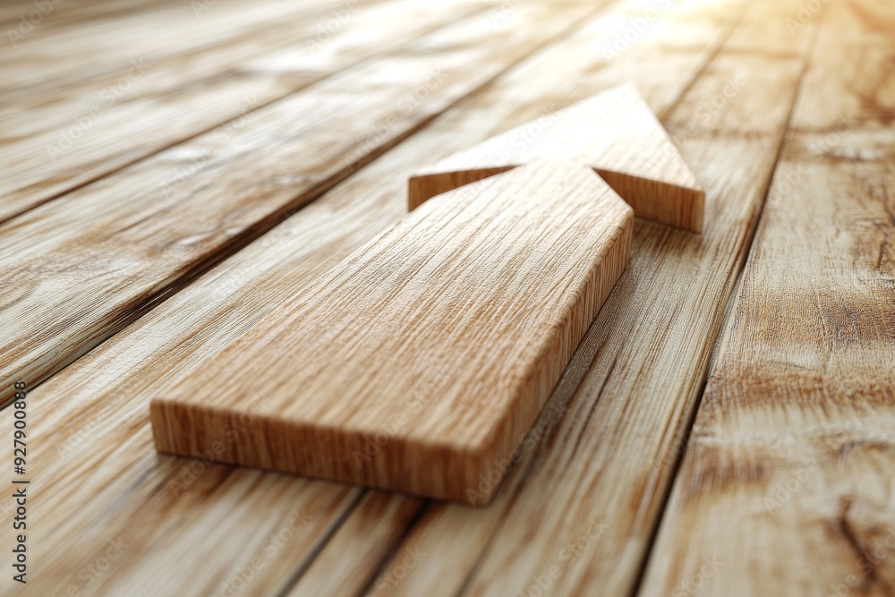 Wooden arrow pointing forward on a sunny path symbolizing direction goals and the journey ahead Wooden arrow pointing forward on a sunny path symbolizing direction goals and the journey ahead