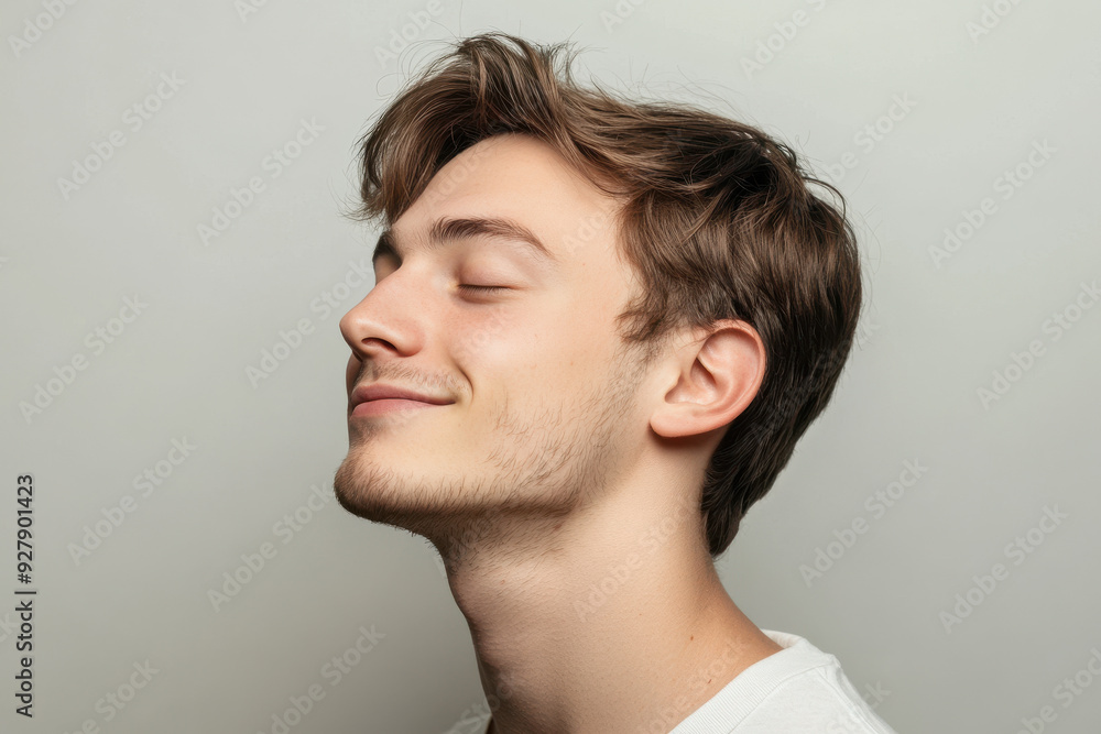A close up of a man's face with his eyes closed A close up of a man's face with his eyes closed