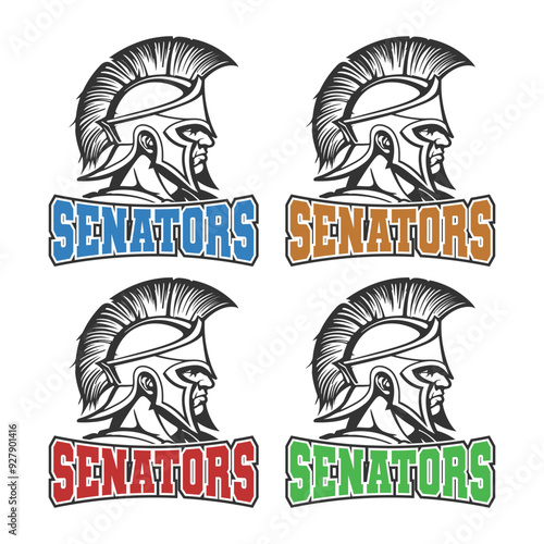 Senators Illustration Clip Art Design Shape. Mascot Silhouette Icon Vector.
