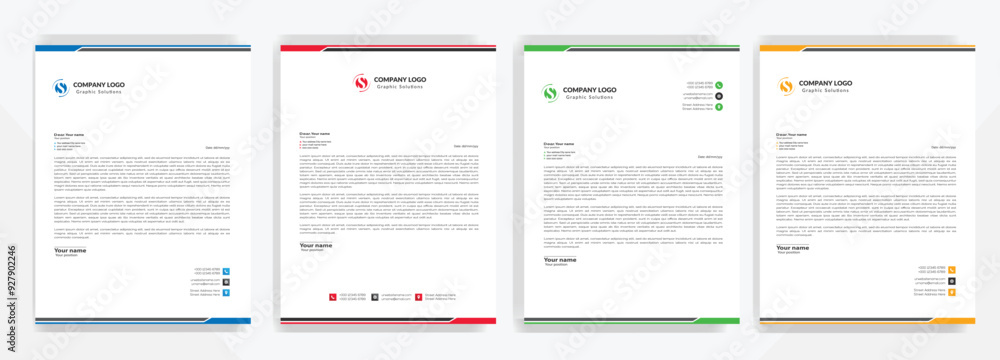 Modern corporate letterhead template design. Creative and Professional business letterhead design template . Letter head stationery layout vector design. Letterhead template in flat style. Modern corporate letterhead template design. Creative and Professional business letterhead design template . Letter head stationery layout vector design. Letterhead template in flat style.