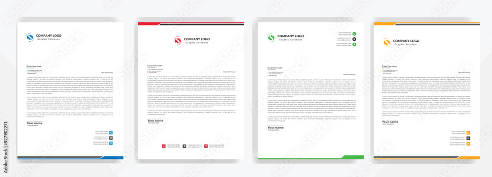 Modern corporate letterhead template design. Creative and Professional business letterhead design template . Letter head stationery layout vector design. Letterhead template in flat style. Modern corporate letterhead template design. Creative and Professional business letterhead design template . Letter head stationery layout vector design. Letterhead template in flat style.