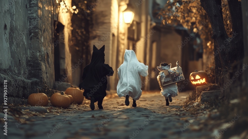 Fototapeta premium Halloween night trick-or-treating