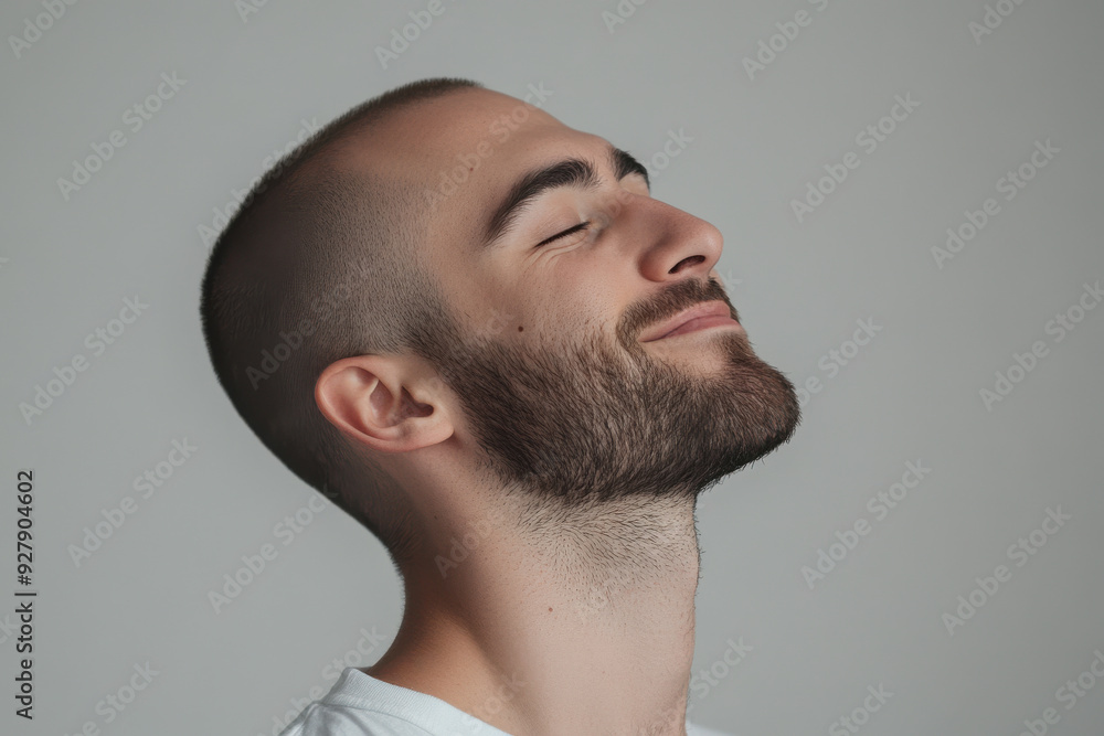 Fototapeta premium A close up of a man's face with his eyes closed