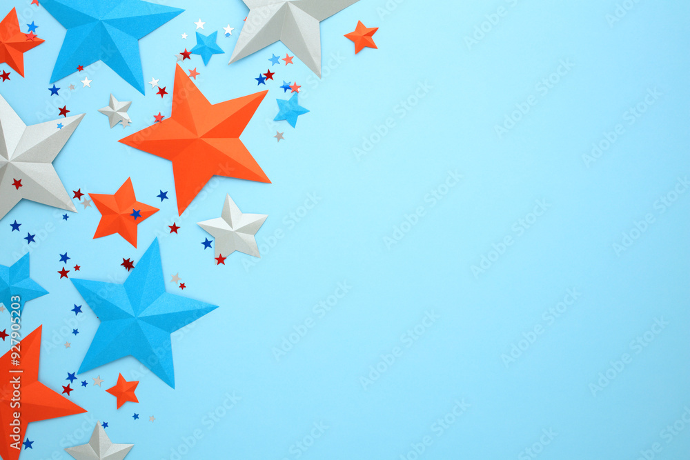 USA holiday banner design. Frame of american flag stars on blue background. Happy Independence day, President's Day, Labor day concept. USA holiday banner design. Frame of american flag stars on blue background. Happy Independence day, President's Day, Labor day concept.