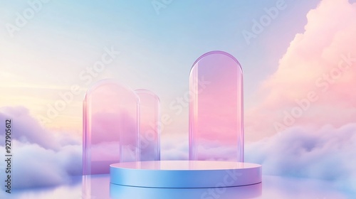 Pastel Podium Above the Clouds