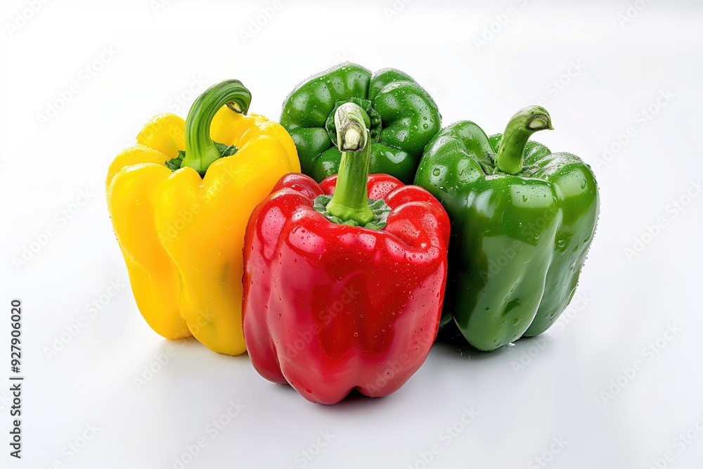 Colorful Bell Peppers with Water Droplets Colorful Bell Peppers with Water Droplets