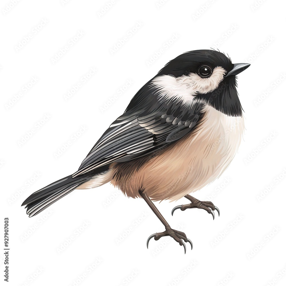 Fototapeta premium Chickadee Void/Space element animal cartoon isolated whitebackground 16:9